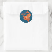 Persoonlijke Blauwe en Oranje Koi Goudvis Ronde Sticker (Tas)