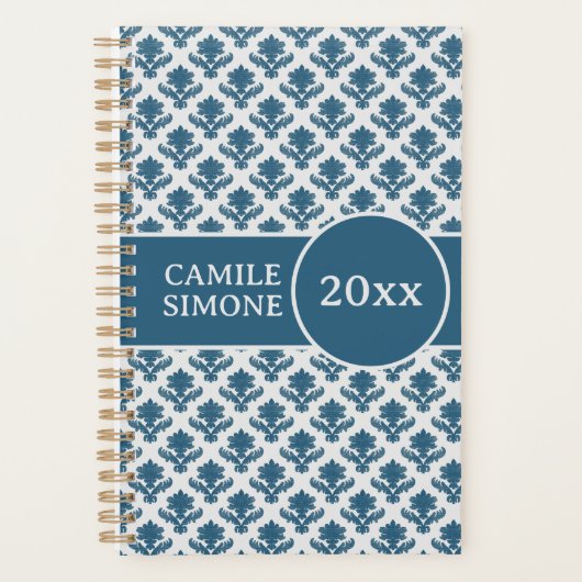 Persoonlijke blauwe en witte Franse tapijt planner (Voorkant)