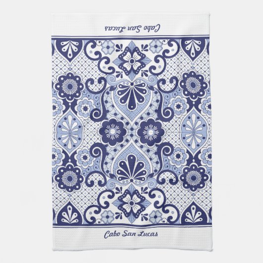 Persoonlijke Blauwe en Witte Mexicaanse Talavera-T Theedoek (Verticaal)