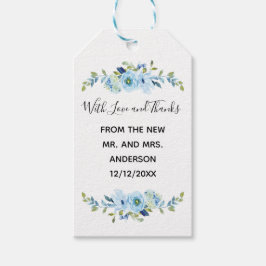 Persoonlijke blauwe Floral Wedding Favor Cadeaulabel