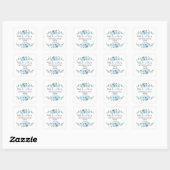 Persoonlijke blauwe Floral Wedding Favor Vierkante Sticker (Vel)