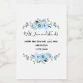 Persoonlijke blauwe Floral Wedding Favor Wijn Etiket (Enkel label)