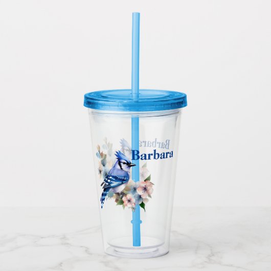 Persoonlijke Blauwe Gaai Acryl Drinkbeker (Voorkant)