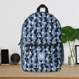 Persoonlijke Blauwe Geometrische Patroon Rugzak