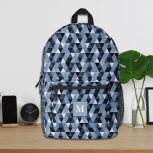 Persoonlijke Blauwe Geometrische Patroon Rugzak