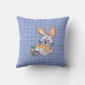 Persoonlijke blauwe Gestreepte Kunst voor de Babyk Kussen (Achterkant)