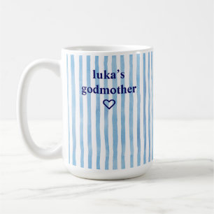 Persoonlijke blauwe gestreepte peetmoeder koffiemok