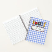 Persoonlijke Blauwe Gingham Leraar Notitieboek (Binnen)