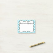 Persoonlijke Blauwe Gingham Post-it-briefjes Post-it® Notes (Op bureau)