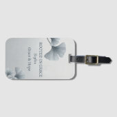 Persoonlijke Blauwe Ginkgo Blad Aangepaste Naam Bagagelabel (Voorkant (horizontaal))