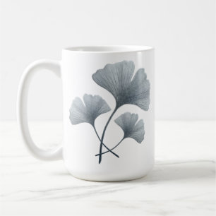 Persoonlijke Blauwe Ginkgo-blad Aangepaste Naam Koffiemok