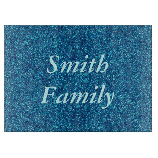 Persoonlijke Blauwe Glitter Snijplank (Voorkant)