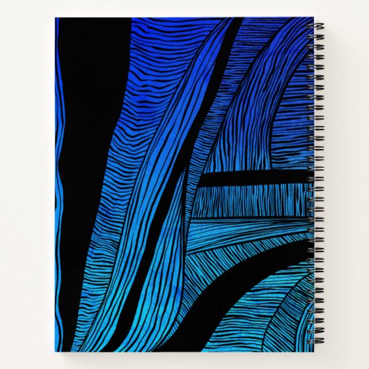 Persoonlijke blauwe golvende spirale laptop notitieboek (Achterkant)