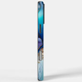 Persoonlijke Blauwe Goud Marmer Calligrafie Naam Case-Mate iPhone Case (Achterkant / Rechts)