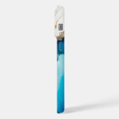 Persoonlijke Blauwe Goud Marmer Script Naam iPhone Hoesje (Linkerkant)