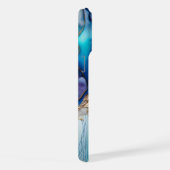 Persoonlijke Blauwe Goud Marmer Script Naam iPhone Hoesje (Rechterkant)