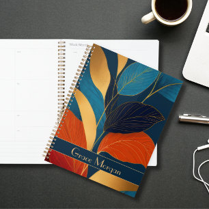Persoonlijke Blauwe & Gouden Tropische Bladeren Pl Planner