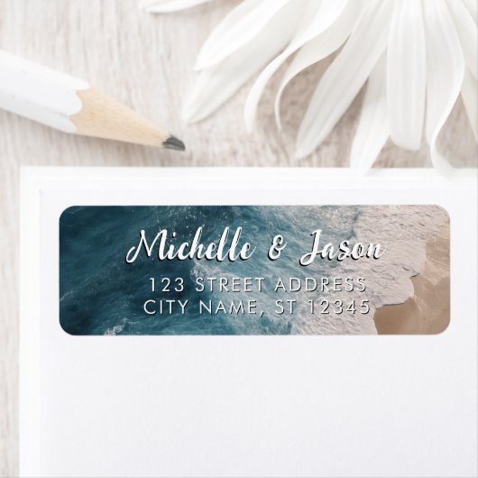 Persoonlijke Blauwe Groene Oceaan Zomer Strandgolv Etiket (Insitu)