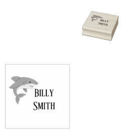 Persoonlijke blauwe haai knuffel rubberstempel