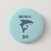 Persoonlijke blauwe haai leuk ronde button 5,7 cm (Voorkant)