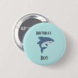 Persoonlijke blauwe haai leuk ronde button 5,7 cm