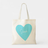 Persoonlijke Blauwe Hartentassen Tote Bag (Achterkant)