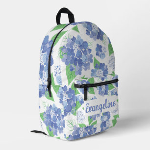 Persoonlijke blauwe hortensia bloemen bedrukte rugzak