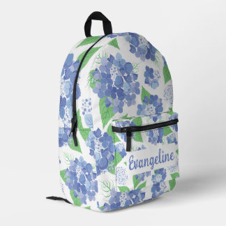 Persoonlijke blauwe hortensia bloemen bedrukte rugzak