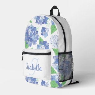 Persoonlijke blauwe hortensia bloemen bedrukte rugzak