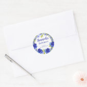 Persoonlijke Blauwe Hortensia Dank Je Wel Bruidsfe Ronde Sticker (Envelop)