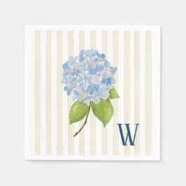 Persoonlijke Blauwe Hortensia Groene Streep Monogr Servet