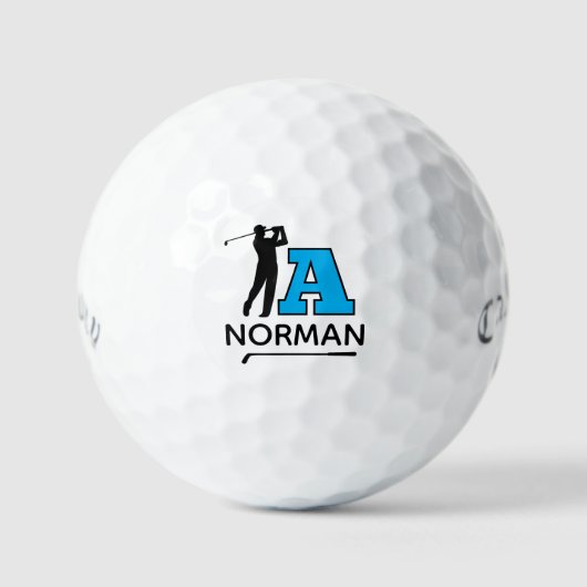 Persoonlijke Blauwe Initiële Markering - om golfer Golfballen (Voorkant)