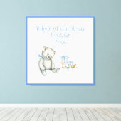 Persoonlijke blauwe kerst herinnering voor baby's  canvas afdruk (Insitu (Houten vloer))
