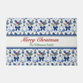 Persoonlijke Blauwe Kerst Vintage Notenkraker Deurmat (Voorkant)