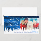 Persoonlijke blauwe kerstkaarten met foto voor de  feestdagenkaart (Voorkant / Achterkant)