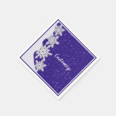 Persoonlijke blauwe kerstsnowflake servet (Hoek)