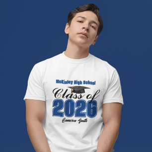 Persoonlijke Blauwe Klas van 2026 Afstudeerfeest T-shirt