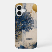 Persoonlijke Blauwe Koraal iPhone 16 Hoesje (Achterkant)