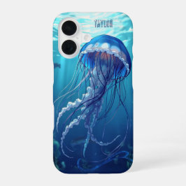 Persoonlijke Blauwe Kwallen Oceaan iPhone 16 Hoesje