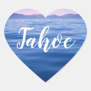 Persoonlijke Blauwe Lake Tahoe Water Foto Hart Sticker