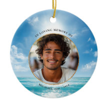 Persoonlijke blauwe lucht herdenkingsornament