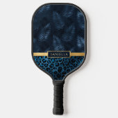 Persoonlijke Blauwe Luipaardprint Tropische Bloeme Pickleball Paddle (Achterkant)
