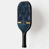 Persoonlijke Blauwe Luipaardprint Tropische Bloeme Pickleball Paddle (Links)