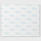 Persoonlijke blauwe meisje Elegant-naam Cadeaupapier (Vlak)