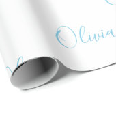 Persoonlijke blauwe meisje Elegant-naam Cadeaupapier (Rol Hoek)
