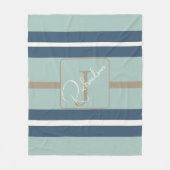 Persoonlijke Blauwe Mint Tan Streep Monogram Coast Fleece Deken (Voorkant)