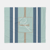 Persoonlijke Blauwe Mint Tan Streep Monogram Coast Fleece Deken (Voorkant (Horizontaal))