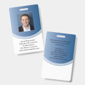 Persoonlijke blauwe moderne bedrijfsemployeefoto badge (Voor- en achterkant)