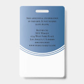 Persoonlijke blauwe moderne bedrijfsemployeefoto badge (Achterkant)