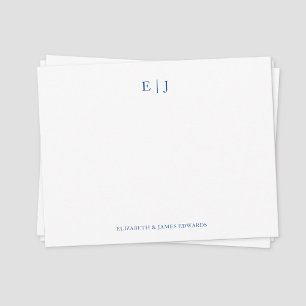 Persoonlijke Blauwe Monogram Koppelinitialen Notitiekaartje
